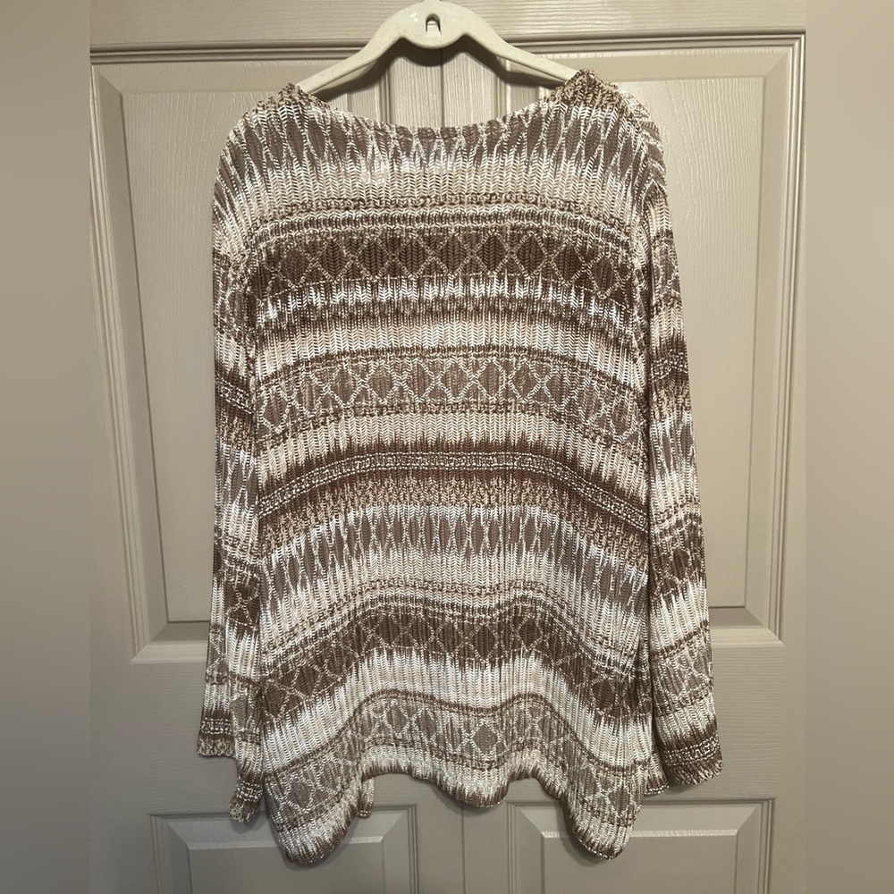 Alfred Dunner Brown and Cream Women's Cardigan - Picture 2 of 11
